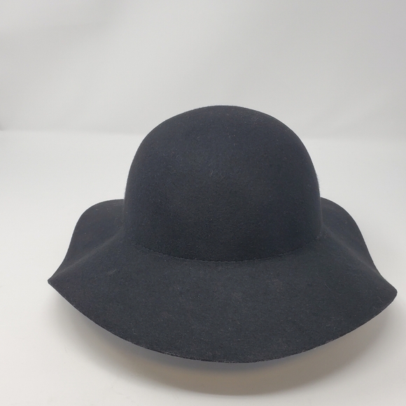 H & M DIVIDED 100% WOOL BLACK HAT  FLOPPY FESTIVAL CLASSIC WOMEN SIZE LARGE 58 - Picture 6 of 12